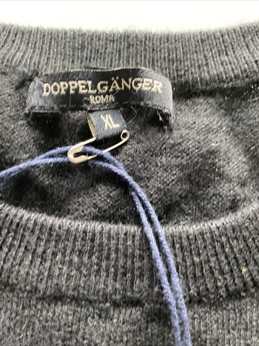 DOPPELGANGER ROMA Black Crew Neck Pullover Sweater SZ XL 80% Cotton 20% Wool NWT - Picture 2 of 6
