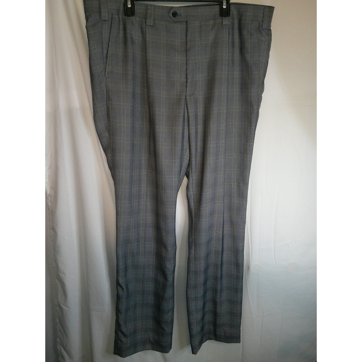 Steve Harvey Plaid Dress Pants Gray Mens 42x34 Trousers Career | eBay