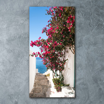 Wand-Bild Kunstdruck aus Hart-Glas Hochformat 60x120 Griechische Straßen