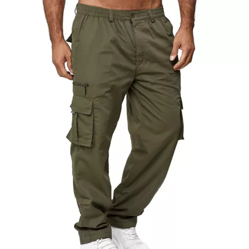 Mens Lightweight with Pockets Bottoms Men Leisure Elastic Waist Cargo Pants - Picture 12 of 47