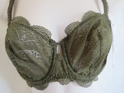 SIMONE PERELE 32E #12V330 WOMENS KARMA DEMI CUP UNDERWIRE BRA, OLIVE R, NWT $105