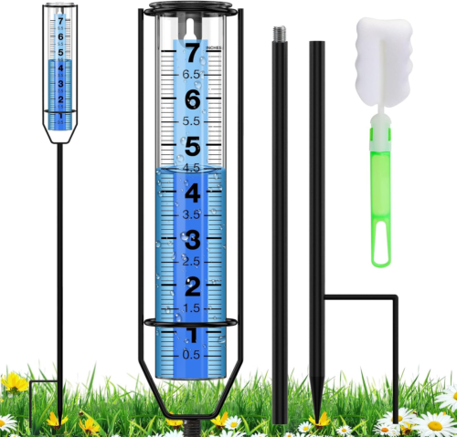 Rain Gauge, 7" Freeze-Proof Thickened Transparent Plastic Rain Gauge Outdoor, L