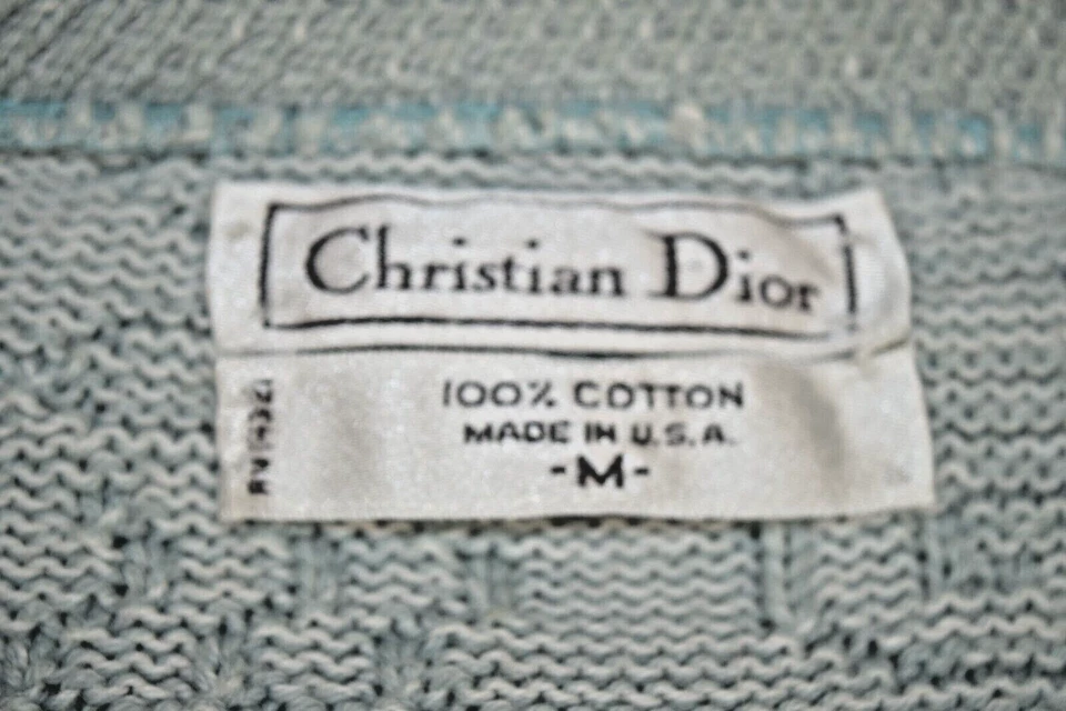 Suéter Christian Dior De Colección Talla M Años 80 Verde Onda Deco Algodón Hecho en EE. UU. Foto 3 de 4