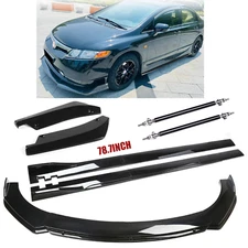 Front Rear Bumper Splitter Spoiler Kit Side Skirt Strut Universal For Honda
