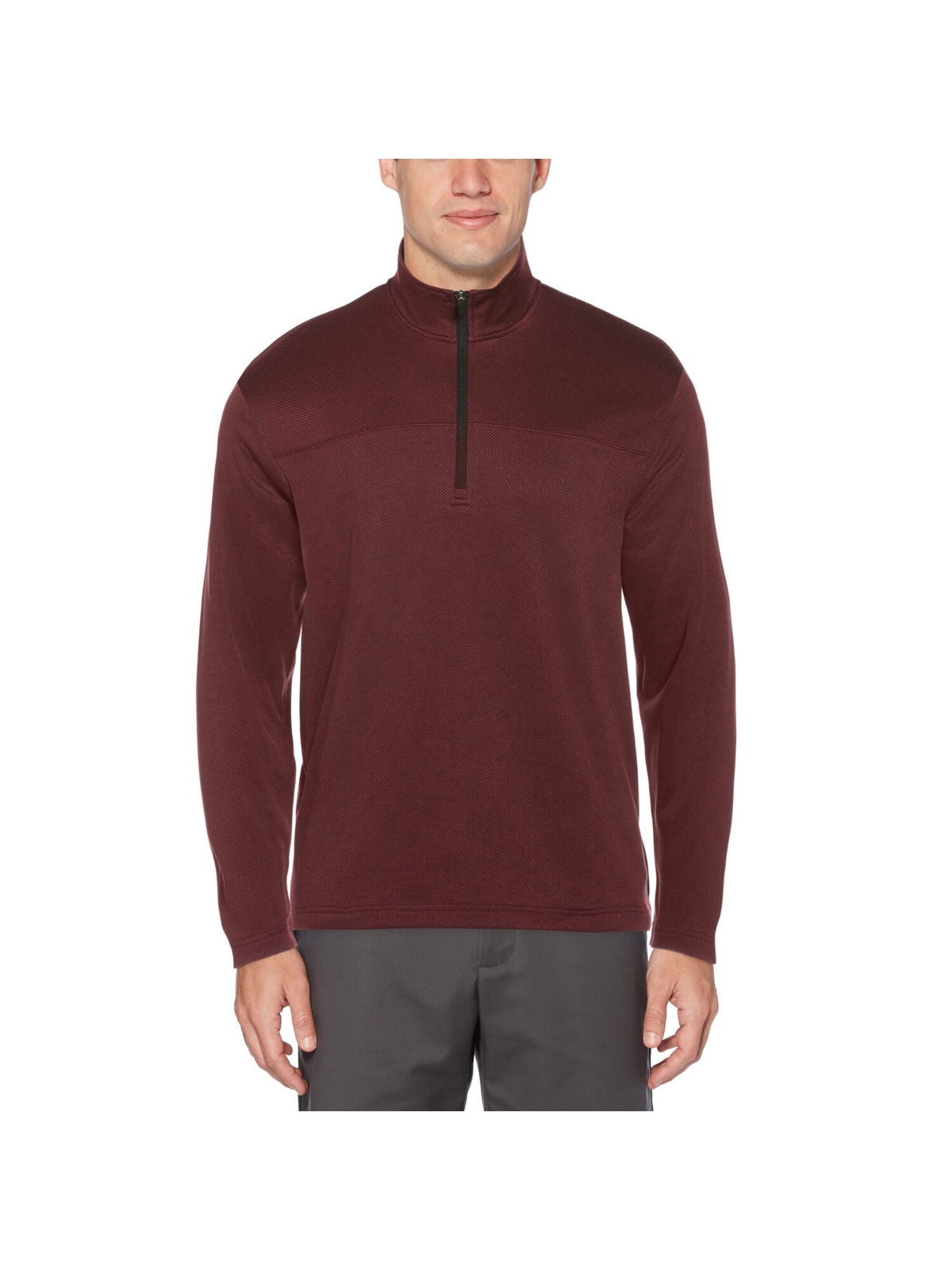PGA TOUR Мужской бордовый пуловер с воротником и молнией на четверть с принтом S 1890₽