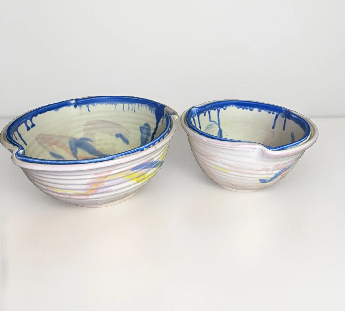 Ceramic Mixing Bowls Signed NC Pottery Set Of 2