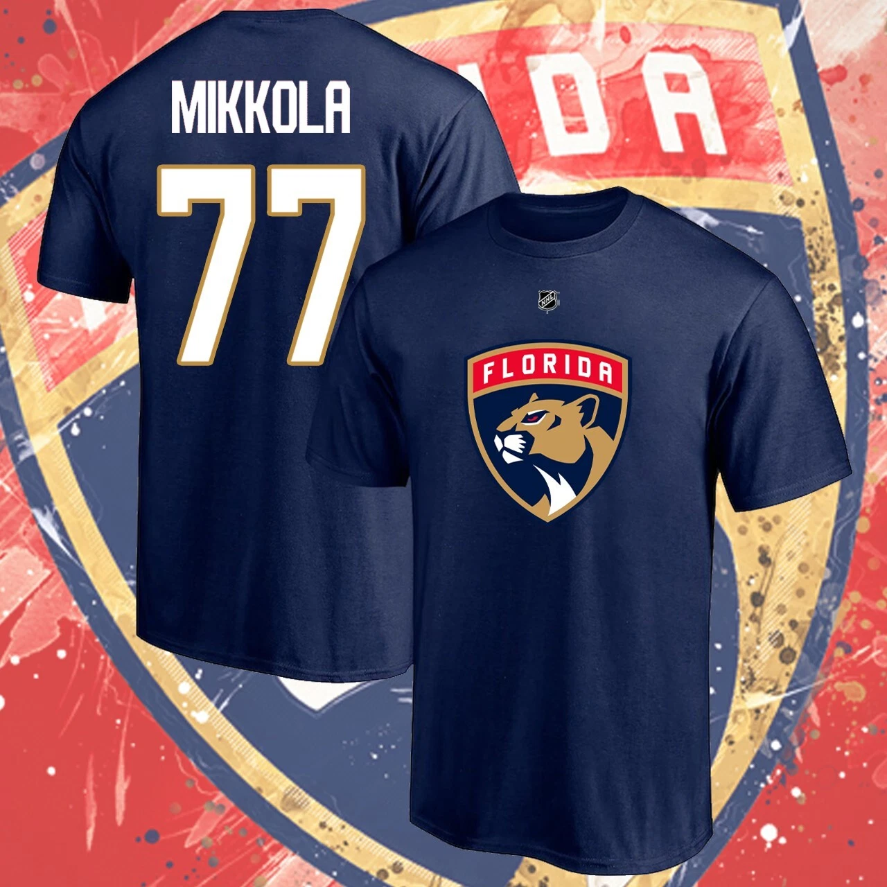 Niko Mikkola Florida Panthers Double Sided T-Shirt Player Name & Number