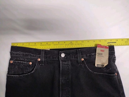 NUOVO Levi's 501 Originale 32x32 Dritto Nero Bottone Fly 100% Cotone Anticato - Foto 8 di 20