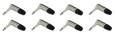 8 Neutrik Rean NYS207 1/4" 6.35 mm 2 Pole Mono Plug Right Angle Nickel Silver