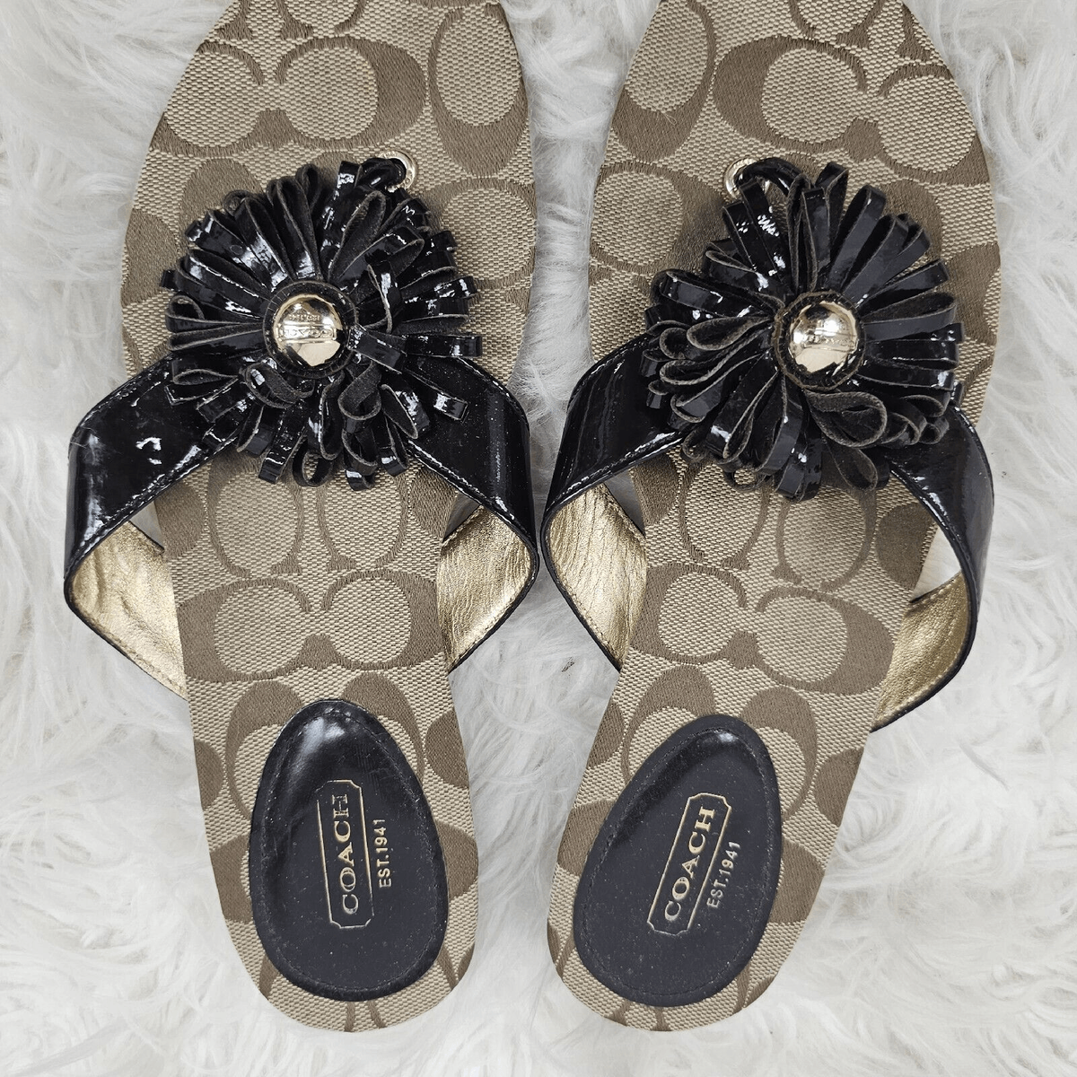 Coach Womens Suki Fringe Flower Sandals a8382 size 8B Skye | eBay