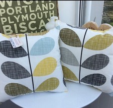 CUSHION COVER USIN ORLA KIELY SRIBBLE STEM DUCK EGG COASTAL RETRO CHRISTMAS LEAF