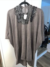 NWOT Atsuro Tayama Knit Leather Top Blouse Tunic Sz 38 Brown