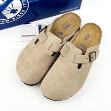 Birkenstock Boston Soft Footbed Suede Leather Taupe Women's Clogs Shoes Narrow