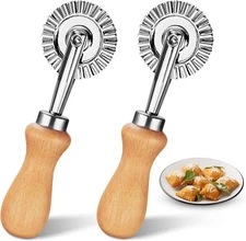 2Pcs Pasta Cutter Wheel Stainless Steel Fluted Pastry Ravioli Cutter Wheel with 