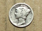 1935  P     MERCURY  SILVER   ACTUAL  COIN                           90130212-06