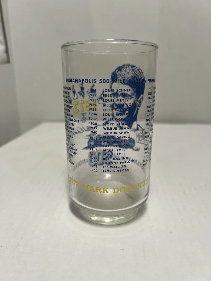 Винтаж 1972 Indy 500 Racing Champion Glass Индианаполис Марк Донохью - Изображение 2 из 2