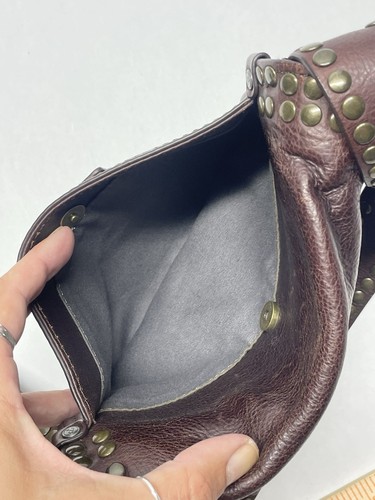 Treasure & Bond Brown Studded Flap Crossbody Bag Distressed Grunge Biker Boho - Picture 12 of 24