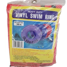OCEAN CITY Heavy Duty Vinyl Swim Ring with Rope Water Inflatable Ring Pool Beach