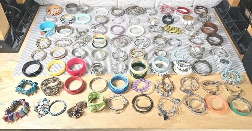 120+ HUGE Vintage Costume Jewelry lot Bracelet CUFF Bangle
