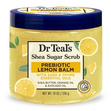 Dr Teal's Shea Sugar Body Scrub with Prebiotic Lemon Balm Essential Oils, 19 oz