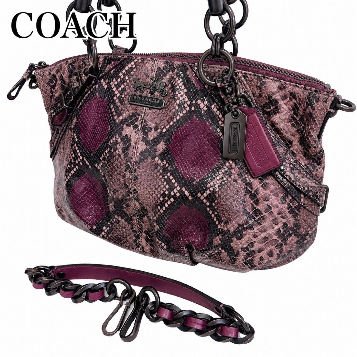 COACH    beautiful rare  python pattern y2k 00s 2way hand purple from Japan