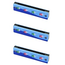 3X Wooden Harmonica for Children Toys 16 Holes -Row Blow Cartoon Woodwind1666