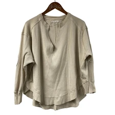 We The Free People V Neck Oversized Waffle Knit Top XS Basic Casual