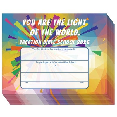 Resurhang 50 Pcs Vbs 2026 Certificates of Completion 8.5 x 11 Inches Vacation