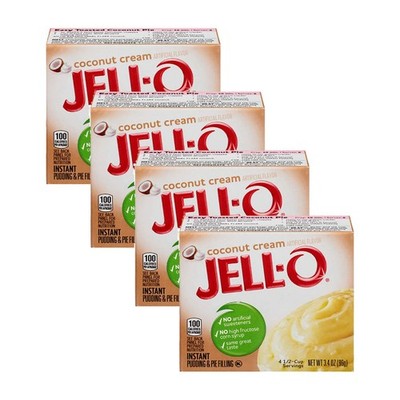 Jell-O Instant Pudding & Pie Filling, Coconut Cream, 3.4 Ounce (Pack of 4) 