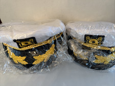 Set of 2 Yacht Captain Sailor Skipper Sailing Hats Costume, Party, Cruise - NEW 