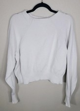 Free People gray-white ribbed knit cropped sweater