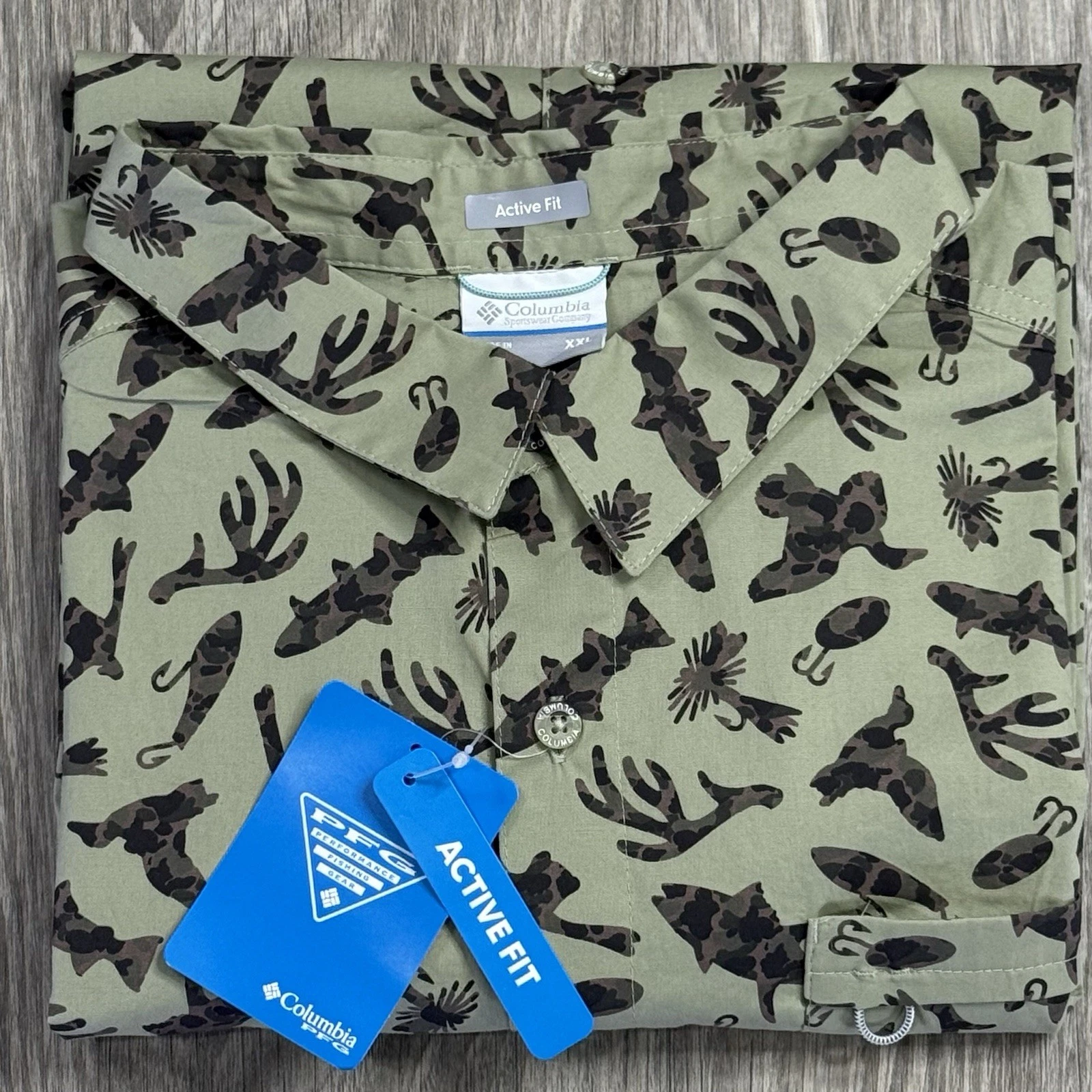 Columbia Men’s Wild Cast Camp Fishing Shirt In Smoky Sage Hunt Fish Sz XXL
