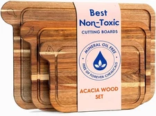 Non Toxic Cutting Boards - Cutting Board Set Free of Mineral Oil, Made of FSC
