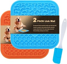 Lick Mat for Dogs - Slow Feeder Licking Mat with Suction Cups - 2 Pack