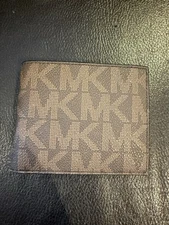 Michael Kors Logo Jet Set Slim Bifold PVC Leather Brown Men's Wallet 4”