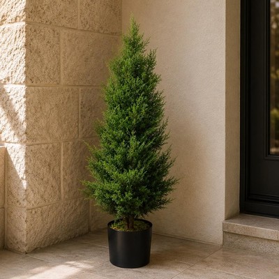 Künstliche Zypresse Topiary 120cm Grün Realistisch Faux Indoor Home Office Dekor