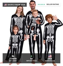 Halloween Skeleton Costumes Matching Family One Piece Hooded Jumpsuit Bodysuit f