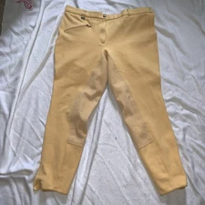 Bridleways Size 36R Canary yellow full seat Breeches Fox Hunting, Showing