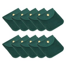 20 Pack Jewelry Pouch 3" x 3" Soft Velvet Pouch with Snap Button Dark Green