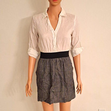 Forever 21 Women’s M Collared Long Sleeve Belted Shirt Dress Short White