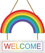 Pride Decorations Pride Wreath for Front Door Welcome Door Sign Rainbow Decorati