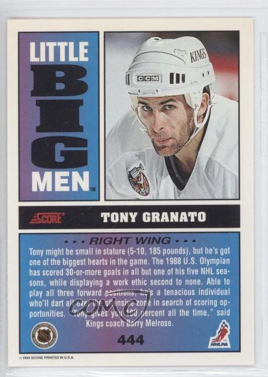 1993-94 Score American Tony Granato #444 - Image 2 of 2
