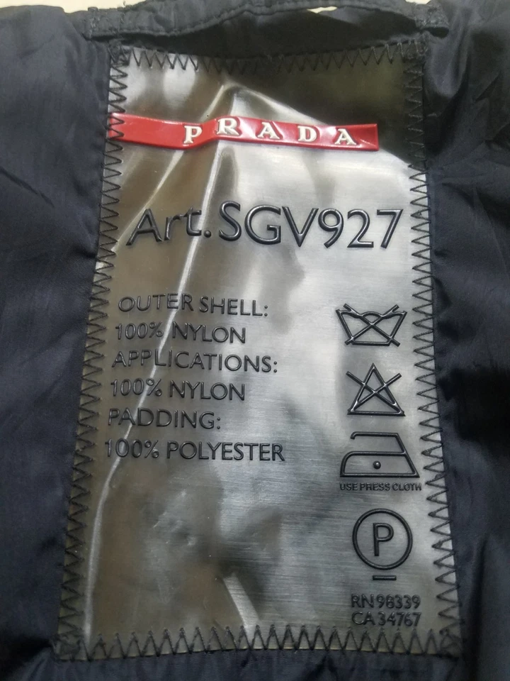Prada Mens Nylon Jacket Art SVG 927 Black Size IT.50 Large - Image 4 of 4
