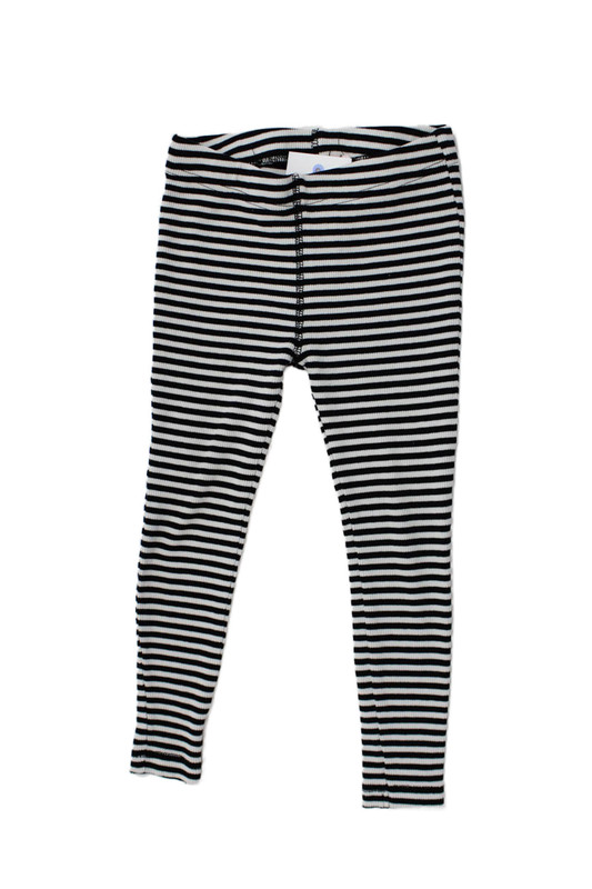 Mirillus Girls Cotton Striped Stretchy Pull-On Ankle Legging Pants Black 4