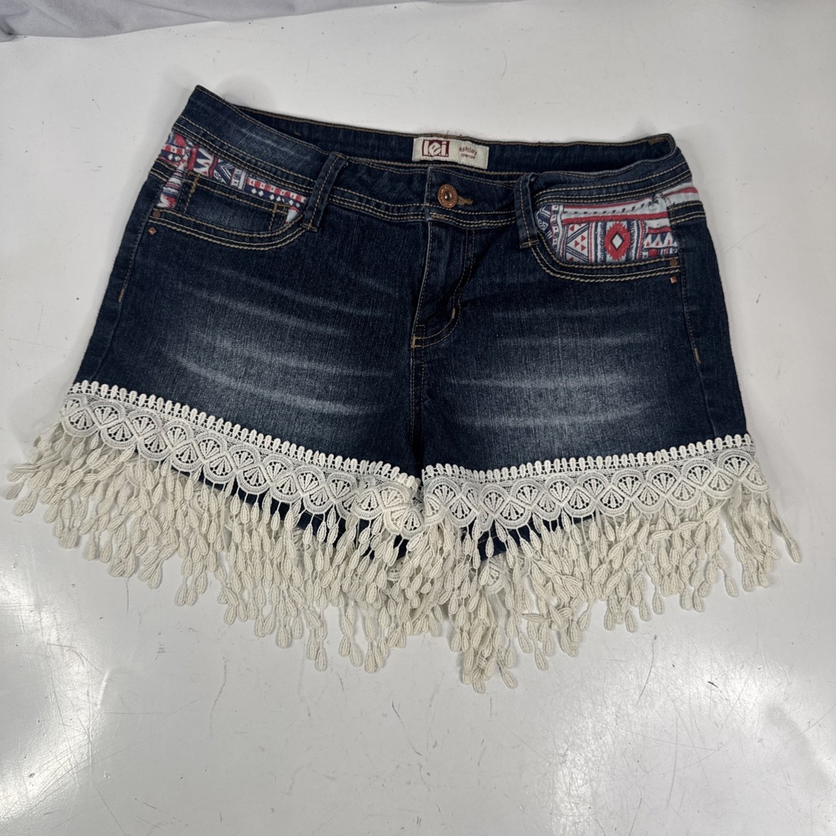 Vintage Lei Denim Micro Shorts Size 9 Ashley Low Rise Preppy