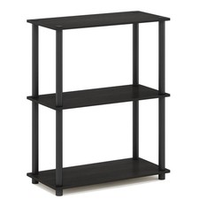 Furinno TURN-N-TUBE Wood 3-Tier Shelf Display Rack in Espresso/Black