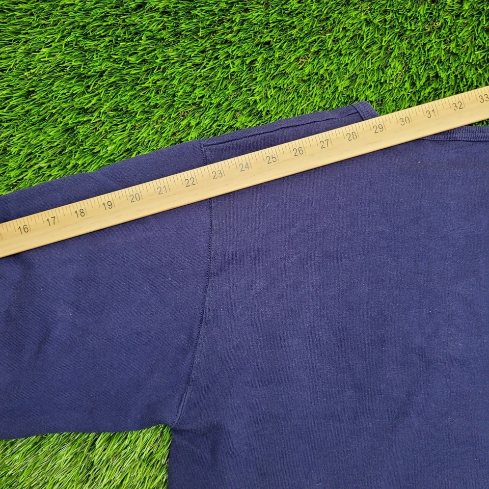 Vintage 80s JERZEES Henley Sweatshirt S/M 18x24 Purple Crop USA - Image 3 of 4