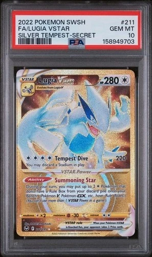 POKEMON LUGIA VSTAR 2022 SWORD & SHIELD SILVER TEMPEST #211 FA SECRET PSA 10