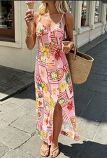 ZARA NWT WOMAN SS25 PATCHWORK PRINT LINEN MIDI DRESS MULTICOLORED SIZE L 