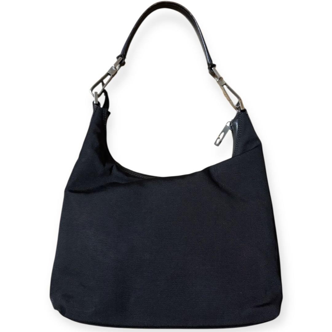 Gucci Italian Nylon Leather One Shoulder Bag Black Vintage Designer Tote